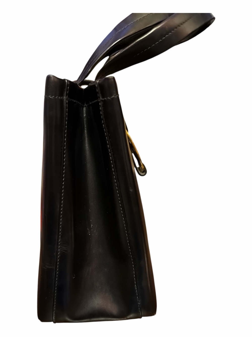 Vintage Salvatore Ferragamo Black Smooth Leather Top Handle Box Bag Tote - Picture 2 of 6